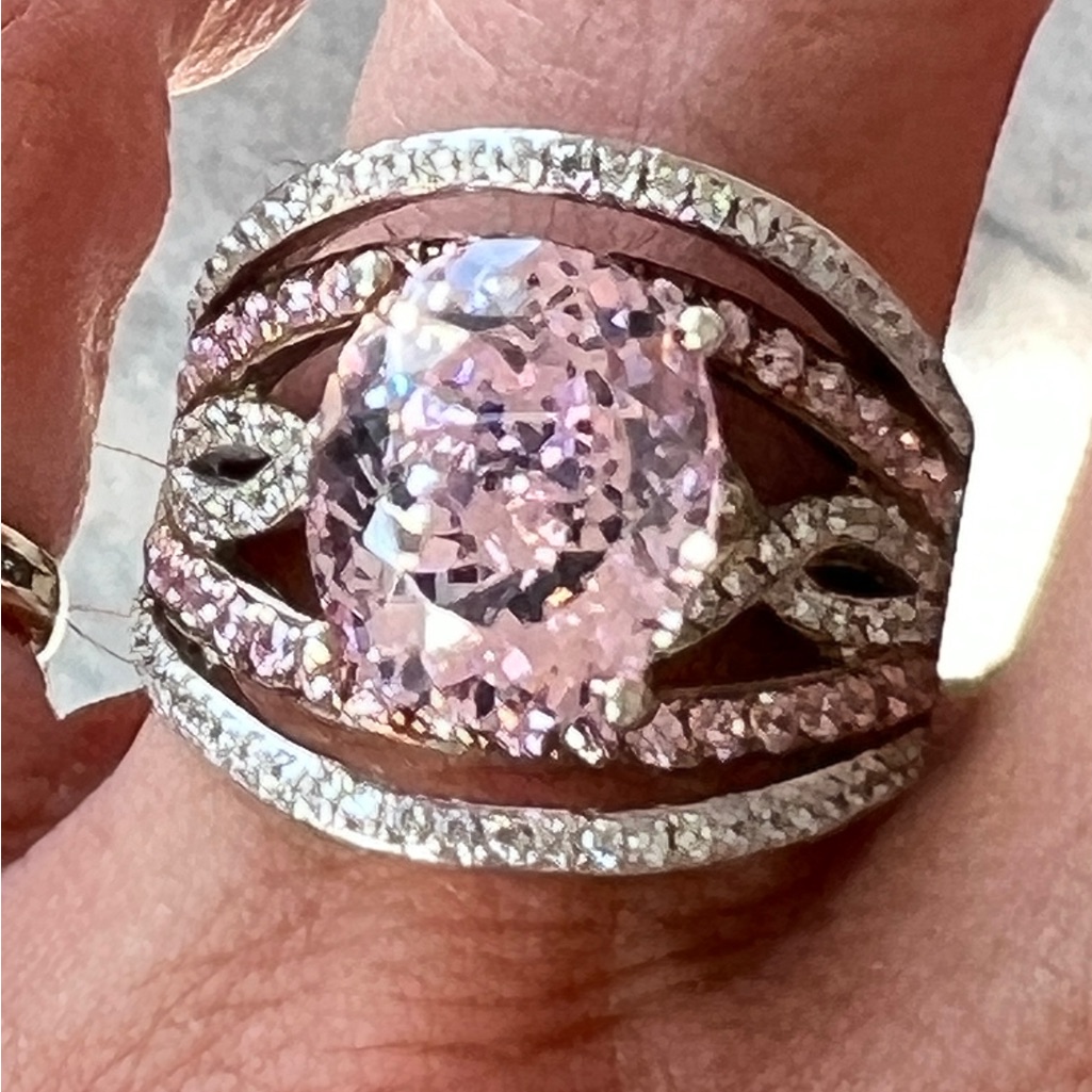 Size 6 Pink Cz Diamond Look Ring